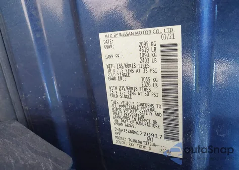 2021 Nissan Rogue Sv Intelligent Awd from USA, damaged, VIN 5N1AT3BB8MC720917